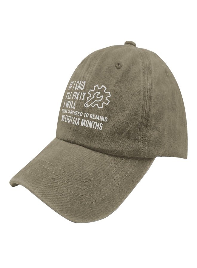 Paunook I Fix Sun Hat If i Said I'll Fix it I Will Hats Mens Cap Pigment Khaki Black Hat Women Gifts for Mom Outdoor Hats - Image 2